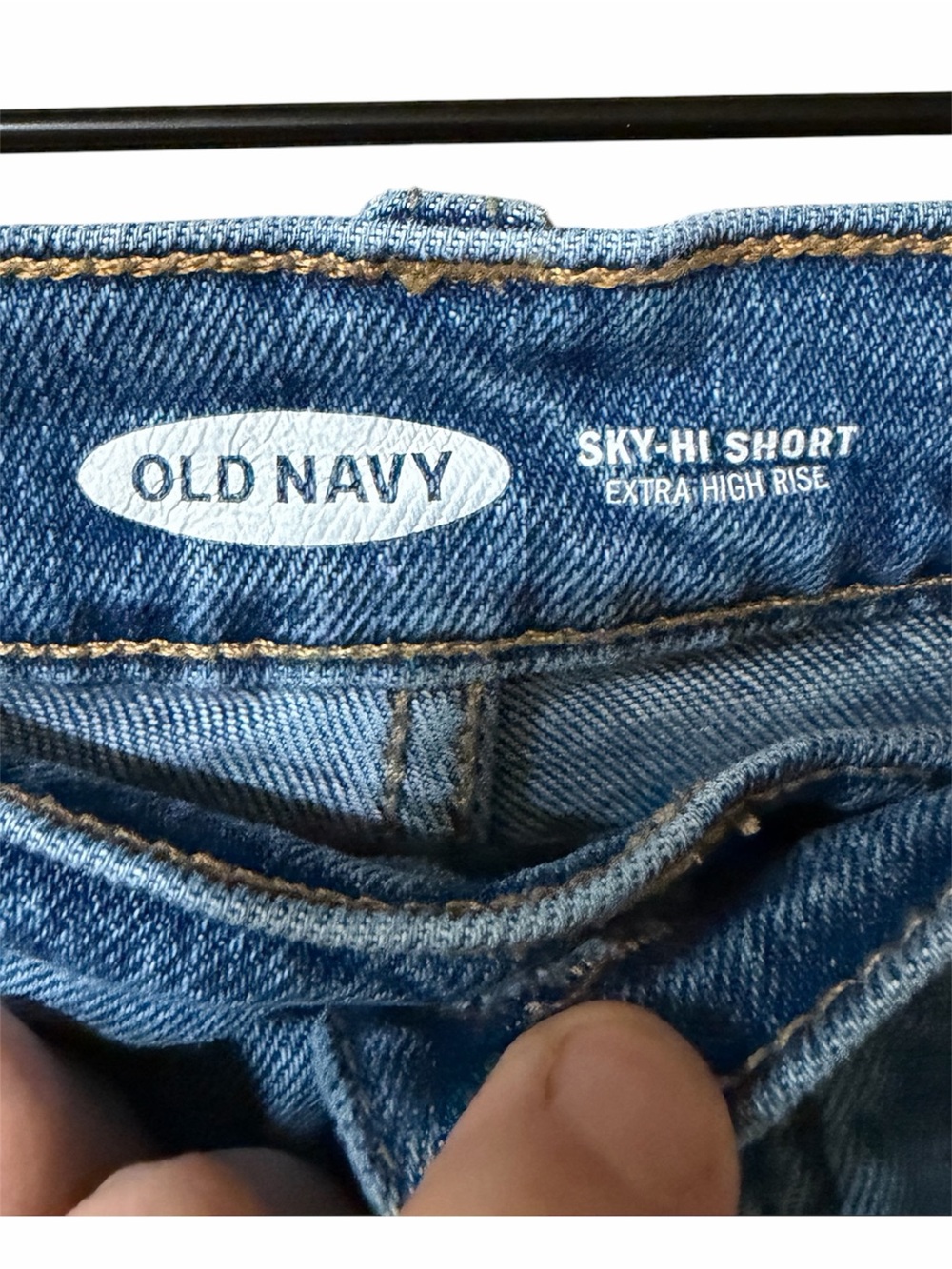 Old Navy Light Blue Distressed High-Rise Jean Shorts - Picture 3 of 3